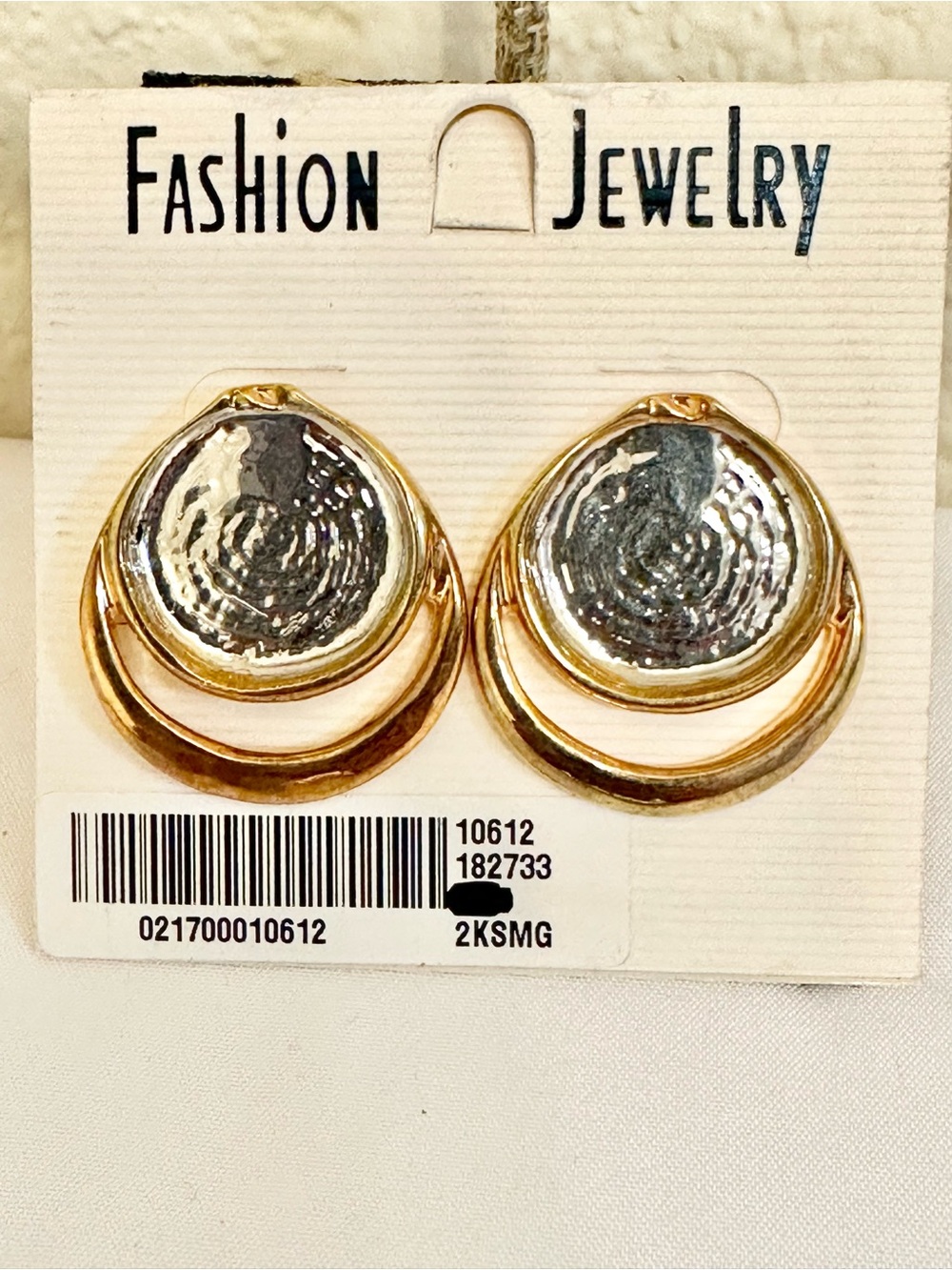 VTG Fashion Jewelry Two-Tone Gold and Silver Circle Drop Earrings